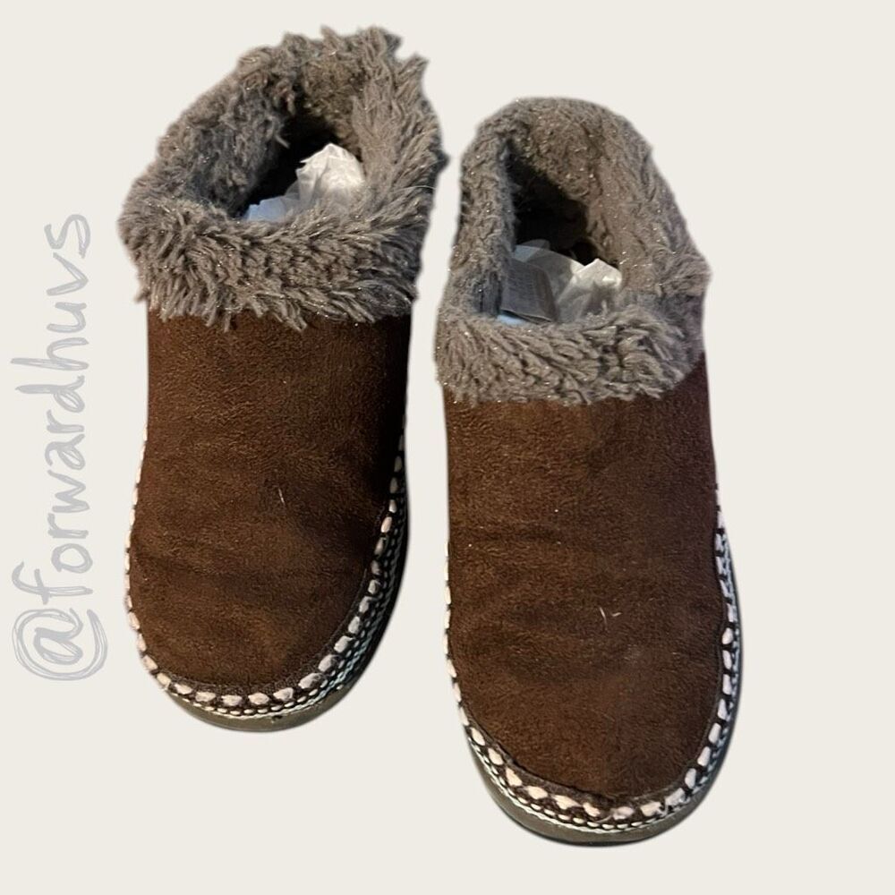 Zodiac Snuggle Brown Faux‑Fur Lined Slippers – Size 12M